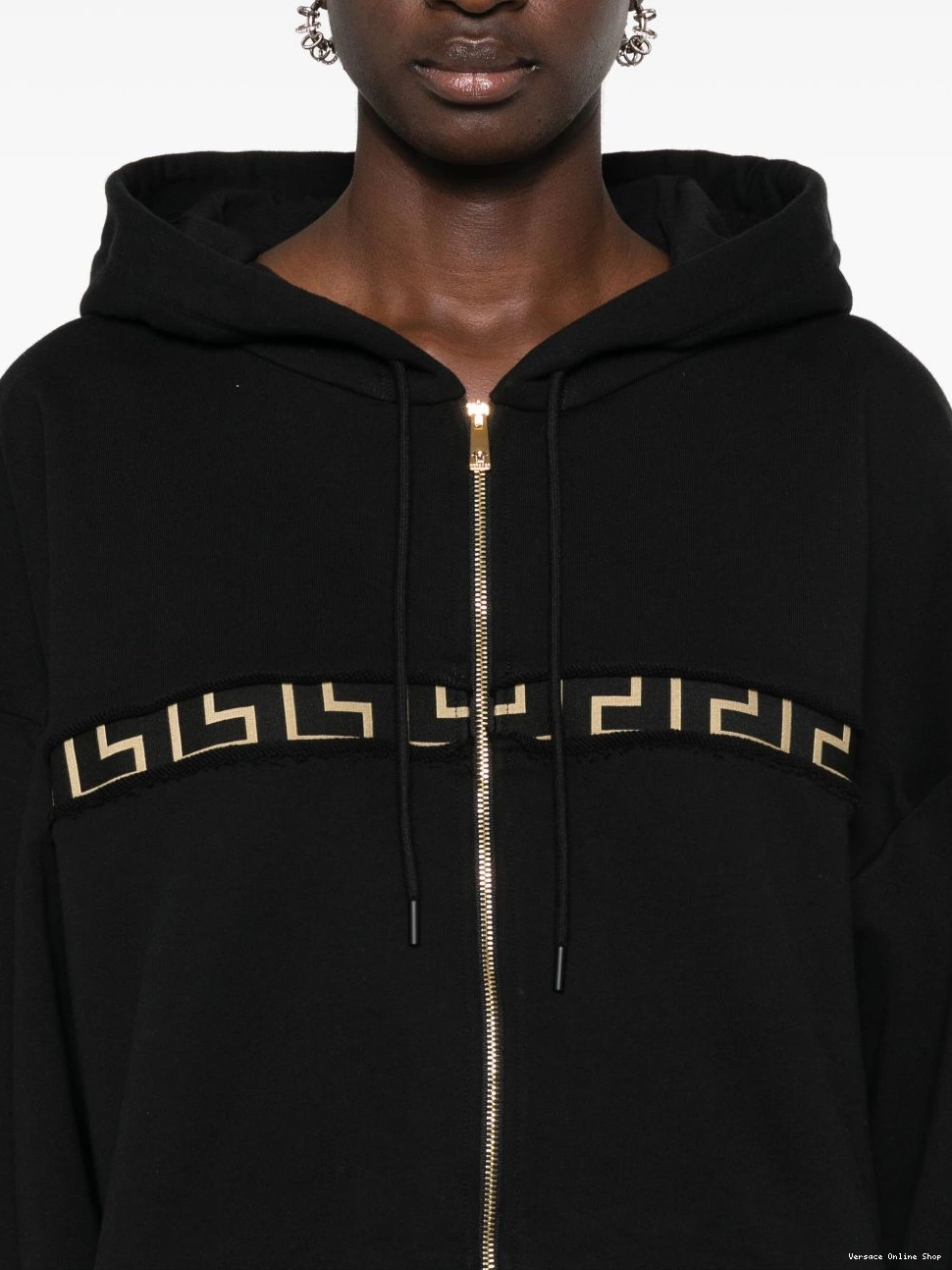 Affordable Versace Greca-detailing Women zip-up hoodie 0723